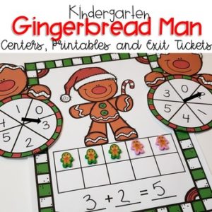 Kindergarten Gingerbread Math Centers, Exit Tickets and Printables